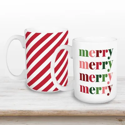 Merry Stripes Mugs, Set of 2