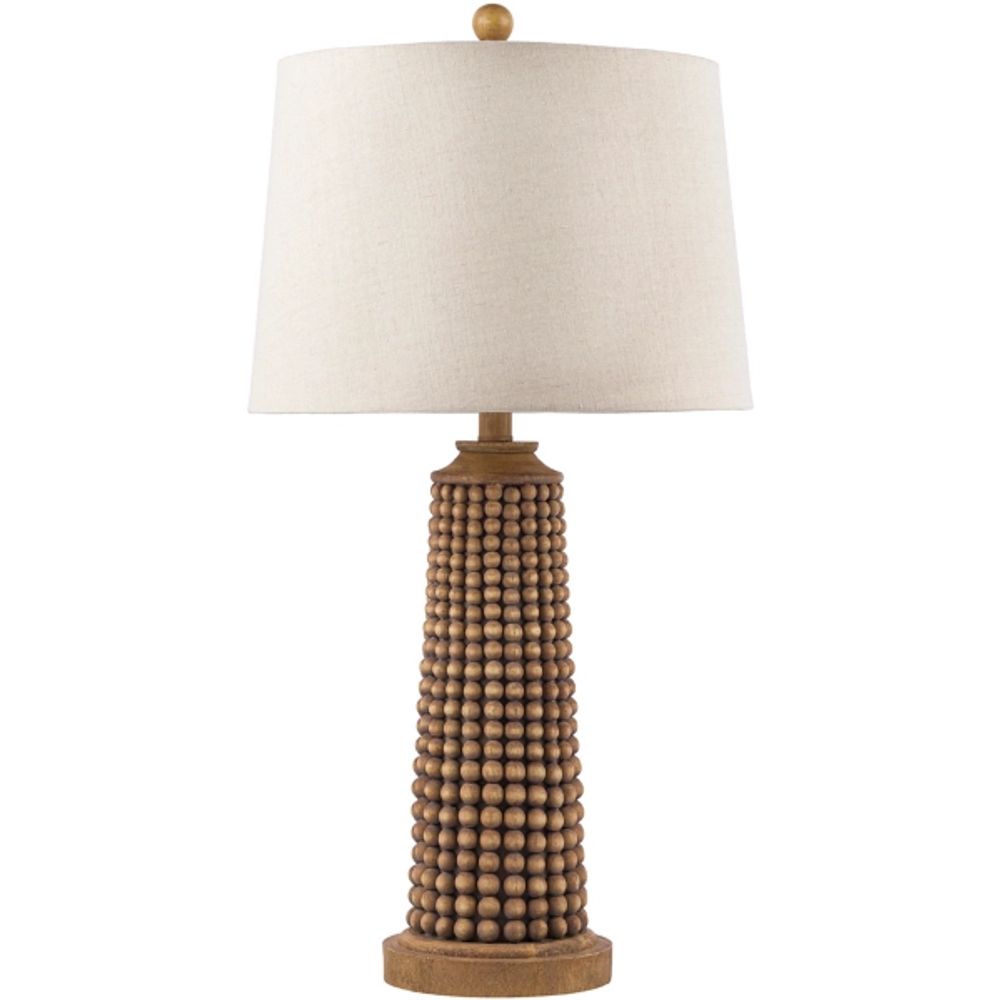 Natural Wood Beaded Base Table Lamp