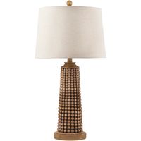 Natural Wood Beaded Base Table Lamp