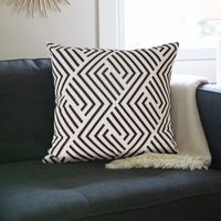 Black and White Maze Stripe Outdoor Pillow