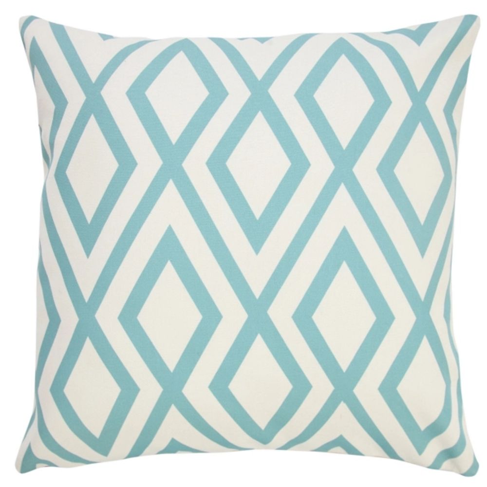 Turquoise Geometric Diamond Outdoor Pillow