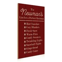 Personalized Red Family Christmas List Wall Plaque