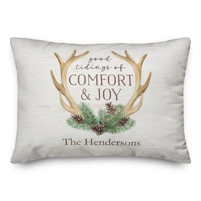 Personalized Comfort & Joy Antler Pillow