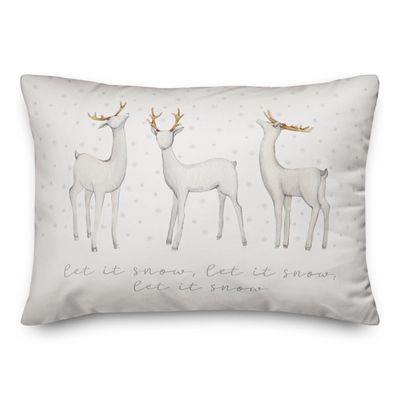 White Let it Snow Reindeer Christmas Accent Pillow