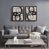 Black Swirl Framed Canvas Art Prints, Set of 2