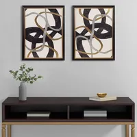 Black Swirl Framed Canvas Art Prints, Set of 2