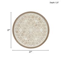 Natural Carved Wood Medallion Round Wall Plaque