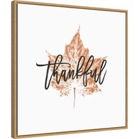Thankful Leaf Stamp Framed Canvas Art Print