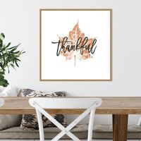 Thankful Leaf Stamp Framed Canvas Art Print