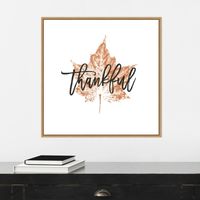 Thankful Leaf Stamp Framed Canvas Art Print