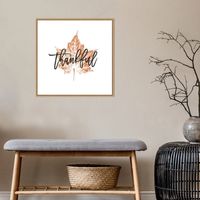 Thankful Leaf Stamp Framed Canvas Art Print