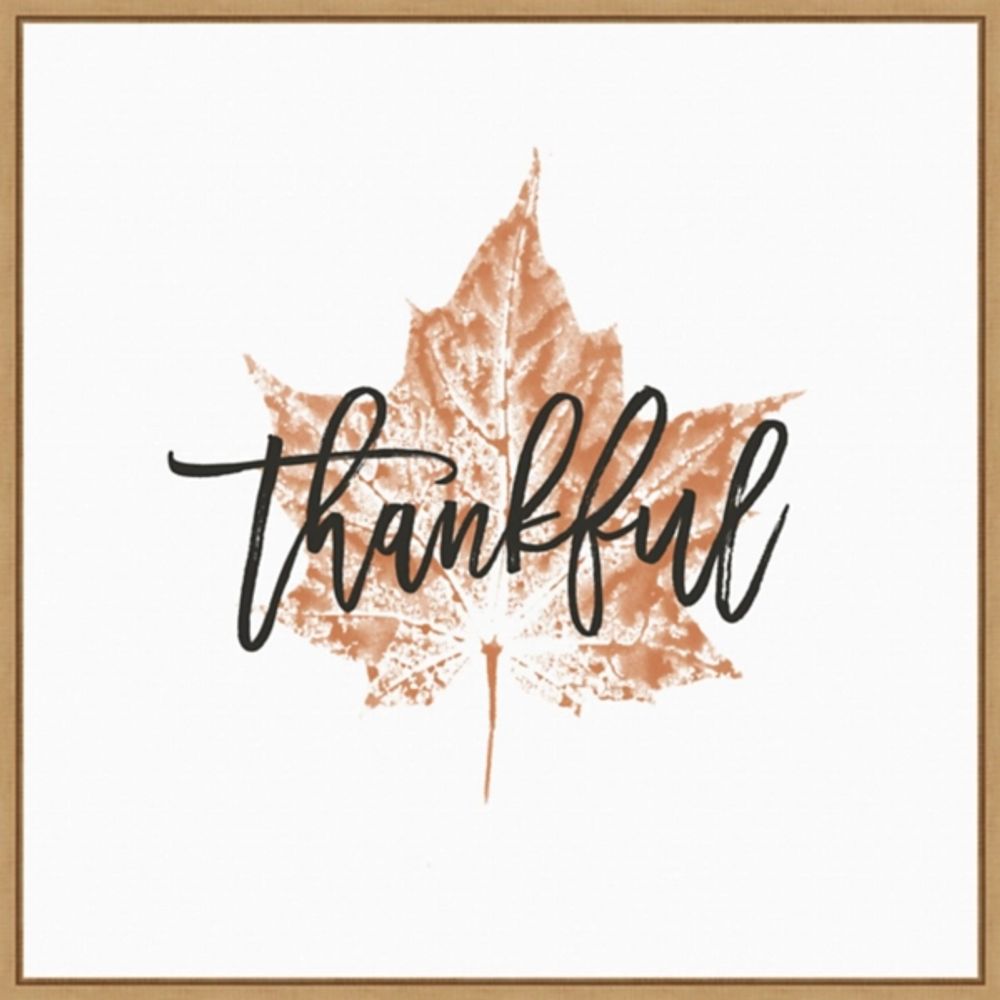 Thankful Leaf Stamp Framed Canvas Art Print