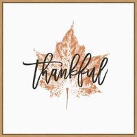 Thankful Leaf Stamp Framed Canvas Art Print