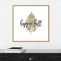 Happy Fall Leaf Stamp Framed Canvas Art Print