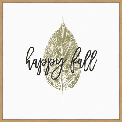 Happy Fall Leaf Stamp Framed Canvas Art Print