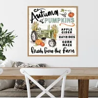 Autumn Pumpkin Tractor Framed Wall Art