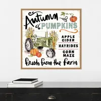Autumn Pumpkin Tractor Framed Wall Art