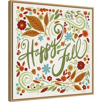 Happy Fall Foliage Swirls Framed Wall Art