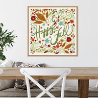 Happy Fall Foliage Swirls Framed Wall Art