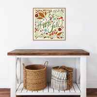 Happy Fall Foliage Swirls Framed Wall Art