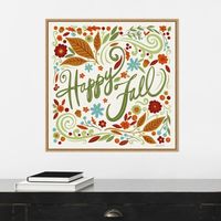 Happy Fall Foliage Swirls Framed Wall Art