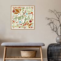 Happy Fall Foliage Swirls Framed Wall Art