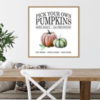 Watercolor Pick Your Own Pumpkins Framed Wall Art