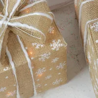 Burlap Snowflake Pre-Lit Christmas Gifts, Set of 3
