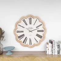 White Wood Scalloped Frame Wall Clock
