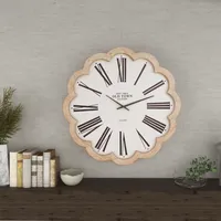 White Wood Scalloped Frame Wall Clock