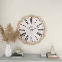 White Wood Scalloped Frame Wall Clock