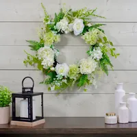 White Roses and Geraniums Wreath