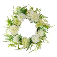 White Roses and Geraniums Wreath