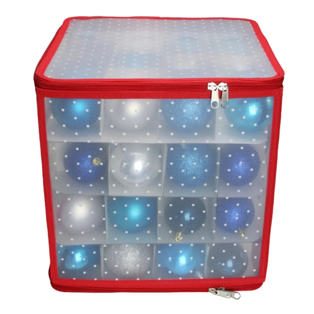 Clear Polka Dot Zip 64-pc. Ornament Storage Box