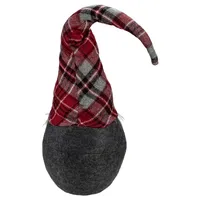 Red and Gray Plaid Hat Sitting Christmas Gnome