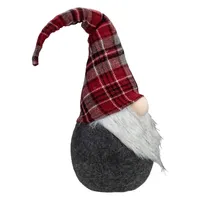 Red and Gray Plaid Hat Sitting Christmas Gnome