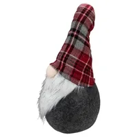 Red and Gray Plaid Hat Sitting Christmas Gnome