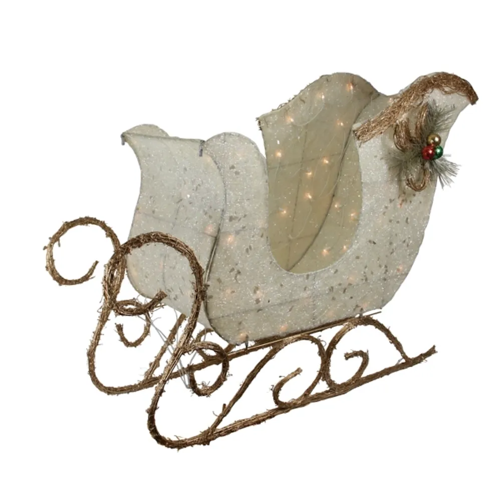 Pre-Lit Ivory Sleigh Decoration