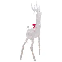 White Mesh and Red Bow Standing LED Christmas Deer