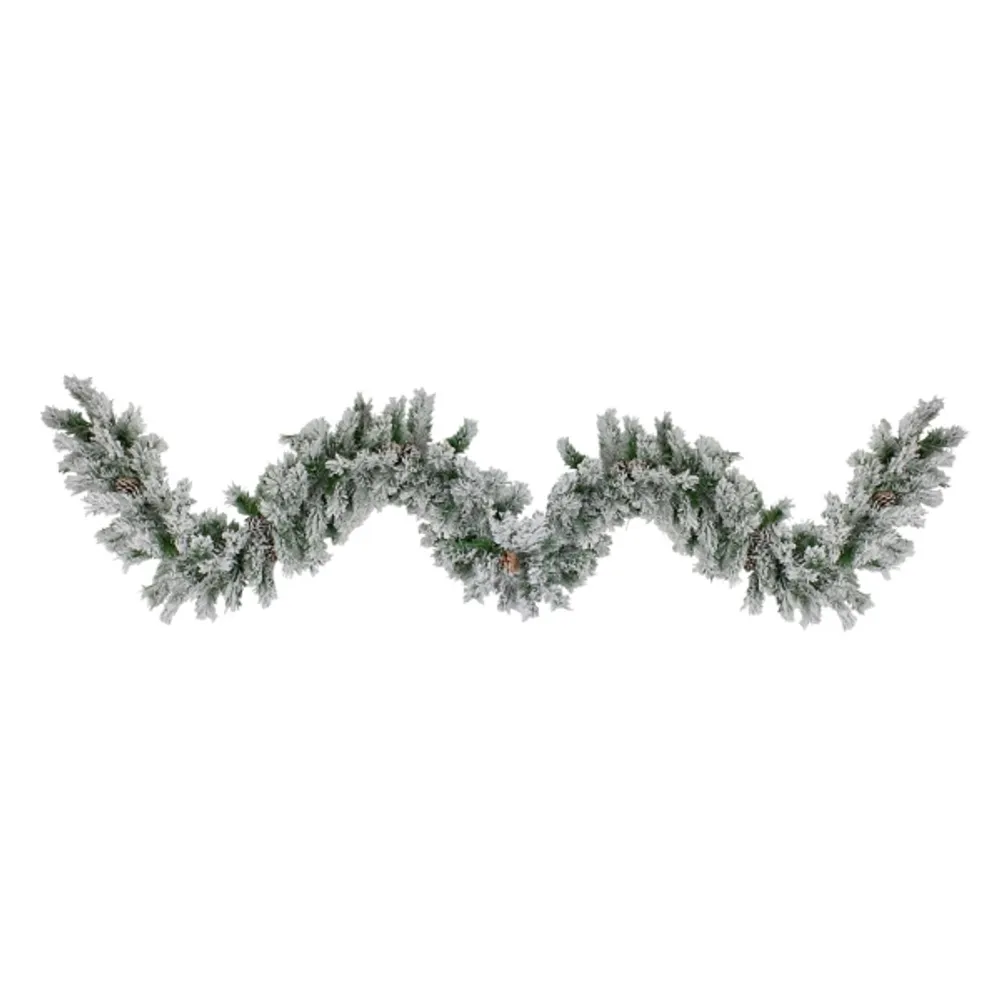 Wintergreen Flocked Pinecone Garland, 108 in.