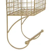 Antique Gold Wire Basket Towel Rack