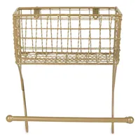 Antique Gold Wire Basket Towel Rack