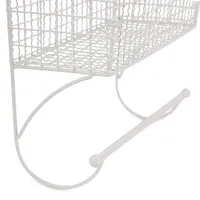 Antique White Wire Basket Towel Rack, 17 in.