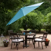 Turquoise Tilt Hand Crank Outdoor Umbrella