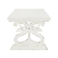 Distressed White Scrollwork Base Coffee Table