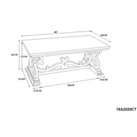 Distressed White Scrollwork Base Coffee Table