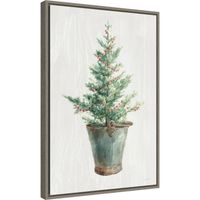 Christmas Tree Metal Pail Framed Canvas Art Print