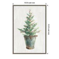 Christmas Tree Metal Pail Framed Canvas Art Print