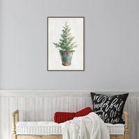 Christmas Tree Metal Pail Framed Canvas Art Print