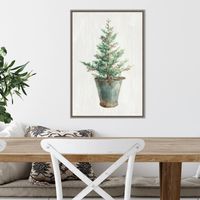 Christmas Tree Metal Pail Framed Canvas Art Print